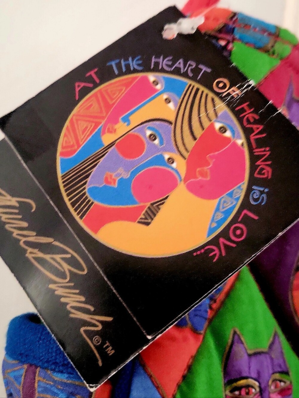 Vintage Laurel Burch Whimsy Feline Cat Face Quilted Top Handle Purse NWT - Picture 9 of 13